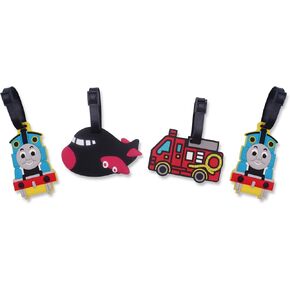 4 Pcs Set Train Airplane Fire Truck Silicone Travel Luggage Baggage Identification Labels ID Tag for Bag Suitcase Plane Cruise Ships with Belt Strap