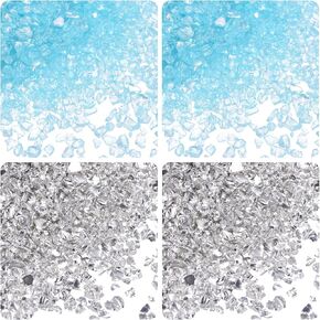 HARFINGTON 40g Crushed Glass Chips 1-3mm Shiny Electroplating Irregular Broken Sprinkles Chunky Glass for Crafts DIY Resin Art Decoration Vase Filler, Blue, Sky Blue