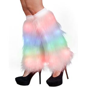 FlashingBlinkyLights Rainbow LED Light Up Funky Furry Leg Warmers