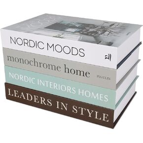 4 Pcs Decorative Books for Home Decor, Modern Faux Books for Decoration Bookshelf Decor Coffee Table Stacked Books, Shelves Living Room Decorative