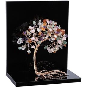 Nupuyai Pack of 2 Colorful Crystal Money Tree Acrylic Bookends for Shelves, L-Shaped Tree of Life Book Stopper Decorative Book Ends for Heavy Books, 3-4 Inch