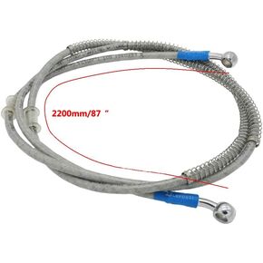S SYUU 2200mm 200cm M10 Reinforced Hydraulic Brake Oil Hose Line Banjo Fitting Stainless Steel End Braided Cable Compatible with for Motorcycle Pit Dirt Bike Enduro Motocross Street Bikes Sport Bikes