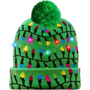 Christmas Hat Light Up Hat LED Christmas Knitted Hat Colorful Xmas Hat for Kids Adults Christmas Hat Winter Snow Christmas Holiday Party Gifts in Saudi Arabia