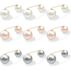 Giantree 9 Pcs Artificial Pearl Brooch Pins, Safety Pin, No Sew Buttons Pearl Brooch Pins, Safety Cover-up Pin for Women, No Tool Removable Reusable for Clothing Cardigan Dress Sweater