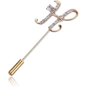A to Z Initial 26 English Letters Brooch Pin, AILUOR Silver Plated Metal Clear AAA+ Crystal Suit Lapel Pin Brooches Collar Custom Monogram Letter Pins Jewelry Unisex
