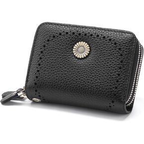 GOIACII RFID Credit Card Holder Wallet, Small Genuine Leather Wallet for Women 2 Zipper