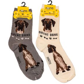 Foozys Unisex Crew Socks Canine Collection Great Dane,Fits Shoe Size 4-10