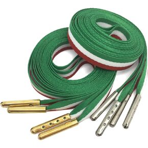 YJRVFINE Thin Flat 2/5 Wide Shoelaces with Metal Tips Colored String[2 Pair]