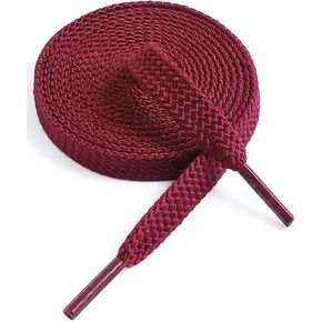 VSUDO Upgrade 47" Double Layer Weave Flat Shoelaces, 5/16" Wide Flat Shoe Laces for Adults & Kids Sneakers or Athletic Shoes [1Pair-Purplish Red-120CM]