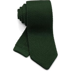 Men's Pointed Knit Tie Necktie Width 2.75 inches Washable Solid Color Hunter Moss Green