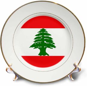 3dRose cp_28266_1 Lebanon Flag-Porcelain Plate, 8-Inch