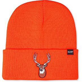 Klarny Blaze Orange Hunting Hat for Men, Women, Kids, High-Visibility Orange Hunting Beanie, Comfortable, Stretchy Knit Hunter Orange Hat Deer & Bow Hunting Gear, Safety Accessories, One Size