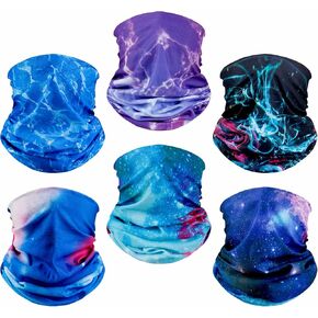 6 Pack Neck Gaiter Elastic Balaclavas Face Mask Versatile Bandana for Men Women