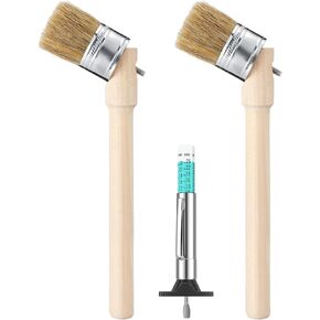 2 Pcs Angled Tire Lube Brush with 1 Tire Tread Depth Gauge, Tire Scrub Brush Tire Dressing Applicator Brush for Paste Style Tire Mounting Lubricants Repair Tool