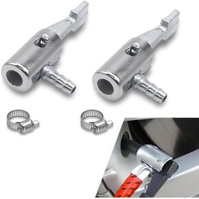 2 PCS 1/4" Car Air Compressor Chuck with Hose Clamps, Portable Metal Vehicle Tire Chuck Nozzle Accessories, Suitable for cars, suvs and trucks Hose End with Barb Connector (Silver)
