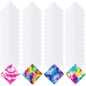 60PCS White Bandana Bulk for Tie Dying Bulk Blank Solid Handkerchiefs DIY Blank Cotton Bandanas Plain Handkerchiefs Headband Head Wrap 22" x 22"