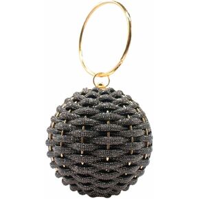 Luxury Rhinestone Ball Shape Clutch Purse Round Ball Evening Handbag Woven Metal Crystal Evening Bag for Party Prom