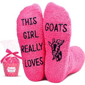 HAPPYPOP Fuzzy Goat Gifts for Women Girls - Goat Lovers Gifts Crazy Goat Socks Teens Sheep Socks Farm Animal Socks Goat Stuff