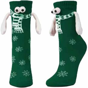 Pingyongchang Christmas Socks for Women Magnetic Holding Hands 3D Friendship Santa Valentine Socks