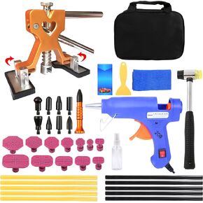39PCS Auto Dent Puller Kit - Adjustable Golden Dent Remover Tools Paintless Dent Repair Kit Dent Lifter Puller for Car Large & Small Ding Hail Dent