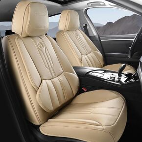AOOG Car Seat Covers Full Set, Leather Seat Covers for Car, Waterproof Car Seat Protector with Lumbar Support, Automotive Seat Covers Universal Fit for Most Cars SUV Trucks (Full Set, Grey)