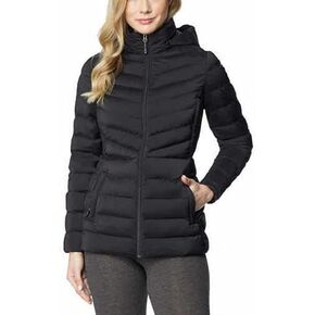 Degrees Women's 32 Heat Hooded 4-Way Stretch Coat, Black, Medium