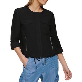 DKNY Women's Drawstring Zip-up Lightweight Jacket
