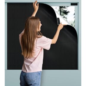 100% Blackout Curtains, Portable Blackout Curtains for Bedroom, Blackout Blinds & No Drill Window Shades with Hook & Loop Tape, Temporary Blackout Shades for Windows in Office, Travel (59" x 57")