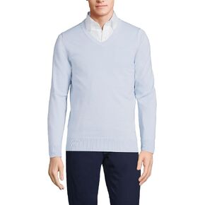 Lands' End Mens Supima V-Neck Sweater Soft Blue Haze Regular X-Large