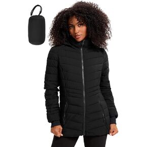 Women Packable Puffer Coat with Detachable Hood Lightweiht Puffer Jacket