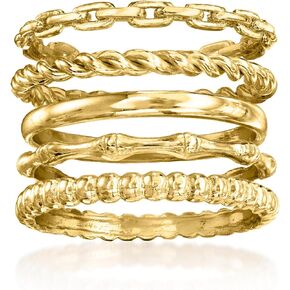 Ross-Simons 18kt Gold Over Sterling Jewelry Set: 5 Stackable Rings. Size 9