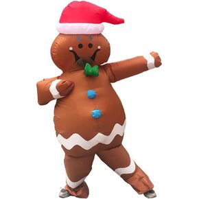 Inflatable Christmas Costume Adult Funny Blow Up Halloween Inflatable Suit, Gingerbread Man