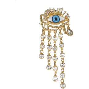 Evil Eye Tassel Lapel Brooch Pin Golden Plated Crystal Lucky Blue Eyes Rhinestone Waterdrop Brooches Pins for Women Girls Dainty Jewelry Gifts for Dress Suit Hat Backpack Clothing Accessories