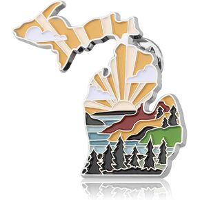 PLITI Michigan Travel Gift Moving to Michigan Gift Michigan Souvenir Gift Michigan State Shape Brooch Pin
