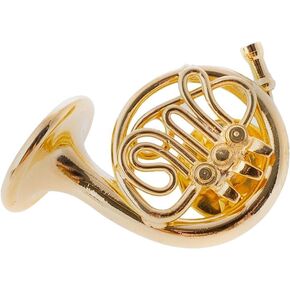 The Bridge Collection 1.5" Miniature Gold Brass French Horn Pin - Musical Instrument Lapel Pin - Mini Trumpet Collectible - Gift for Musicians - Gift For Music Teacher - Stylish Music Pin