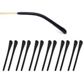 DS. DISTINCTIVE STYLE Eyeglass Metal Frame End Tips 6 Pairs Silicone Ear Sock Pieces Tubes Anti-slip Replacement Glasses Ear Cushion for Thin Metal Eyeglass Legs - Black