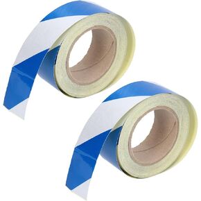 Safety Warning Stripe Tape, 2In x 98Ft High Visibility Barricade Adhesive Tape Blue & White Strong Grip Abrasive for Floor Walls Pipes