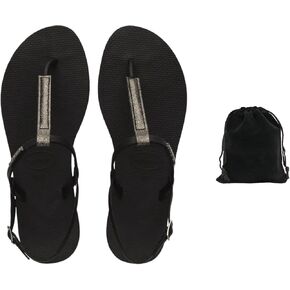 Havaianas Women's You Rio Sandals - Elegant, Comfortable, and Durable Flip Flops with Adjustable Ankle Strap, Ideal for Beach, Casual, and Everyday Wear, Includes Velvet Pouch, 9.5, Black
