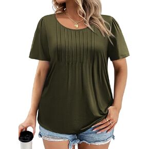 IN'VOLAND Womens Plus Size Tops Tunic Short Sleeve Crew Neck Shirts Casual Summer Blouse 1X-5X