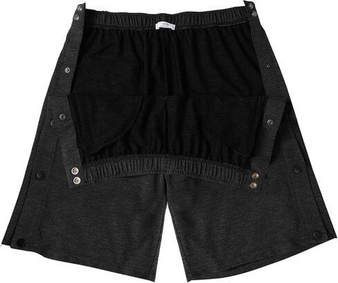 Deyeek Mens Tear Away Shorts Post Surgery Recovery Side Snap Shorts Color Block Cotton Break Away Pants with Pockets in Saudi Arabia