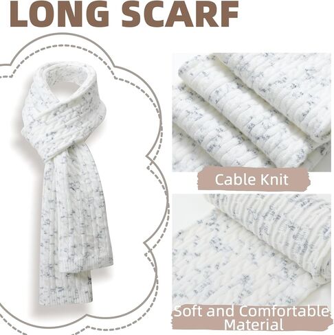 Women Winter Beanie Hat Scarf Gloves Set Knitted Beanie with Earflaps Detachable Pom Long Scarf Touchscreen Gloves 3 in 1 Set in Saudi Arabia