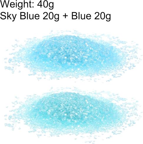 HARFINGTON 40g Crushed Glass Chips 1-3mm Shiny Electroplating Irregular Broken Sprinkles Chunky Glass for Crafts DIY Resin Art Decoration Vase Filler, Blue, Sky Blue in Saudi Arabia