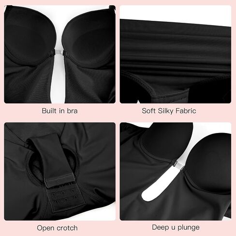 Slimers Backless Shapewear Strapless Bodysuit - Low Back Women Body Shaper : Slimming Built In Bra With Plunge in Saudi Arabia