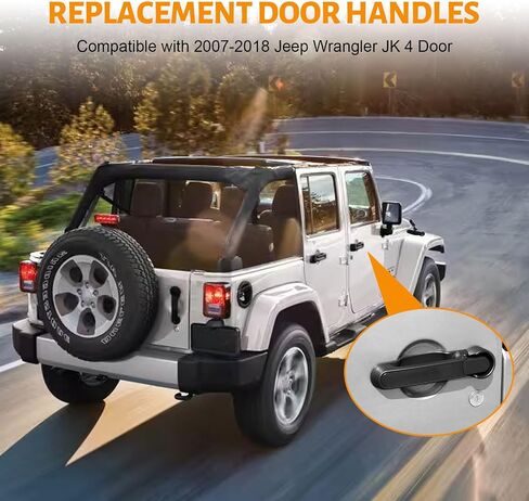 MAIKER Button Release Door Handles Kit & Tailgate Handle Compatible with 2007-2018 Jeep Wrangler JK JKU 4 Door 5PCS in Saudi Arabia