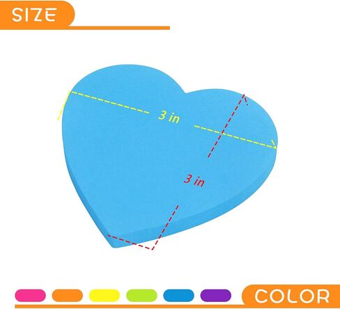 SIMONA Heart Shape Sticky Notes 8 Color Bright Colorful Sticky Pad 75 Sheets/Pad Self-Sticky Note Pads in Saudi Arabia