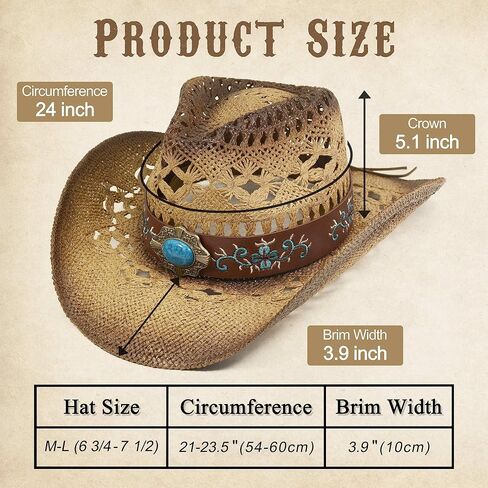 Cowgirl Hats for Women Straw Cowboy Hat Western Beach Sun Hat with Shapeable Brim for Coastal Cowgirl in Saudi Arabia