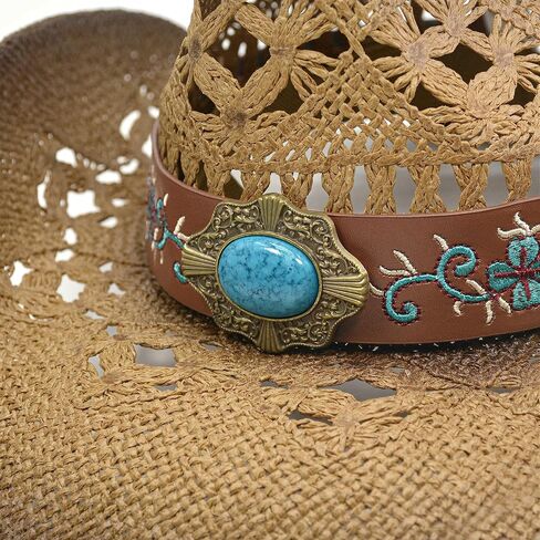 Cowgirl Hats for Women Straw Cowboy Hat Western Beach Sun Hat with Shapeable Brim for Coastal Cowgirl in Saudi Arabia
