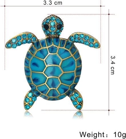 Turtle Animal Brooch Pin Exaggerated Long Life Tortoise Lapel Pin Retro Crystal Sea Animal Safty Pin Women Men Clothes Decor Birthday Gift for Mom Grandma in Saudi Arabia