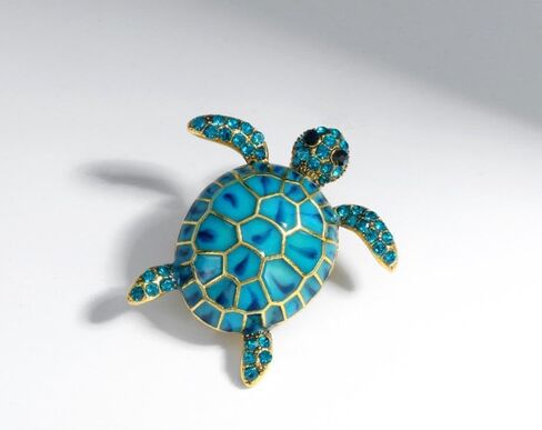 Turtle Animal Brooch Pin Exaggerated Long Life Tortoise Lapel Pin Retro Crystal Sea Animal Safty Pin Women Men Clothes Decor Birthday Gift for Mom Grandma in Saudi Arabia