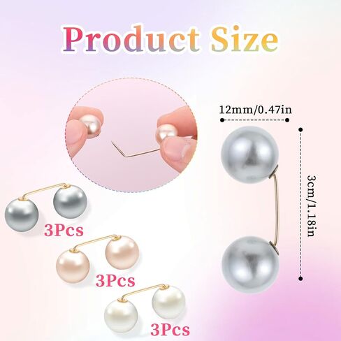 Giantree 9 Pcs Artificial Pearl Brooch Pins, Safety Pin, No Sew Buttons Pearl Brooch Pins, Safety Cover-up Pin for Women, No Tool Removable Reusable for Clothing Cardigan Dress Sweater in Saudi Arabia